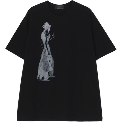 Yohji Yamamoto graphic-print cotton t-shirt - nero