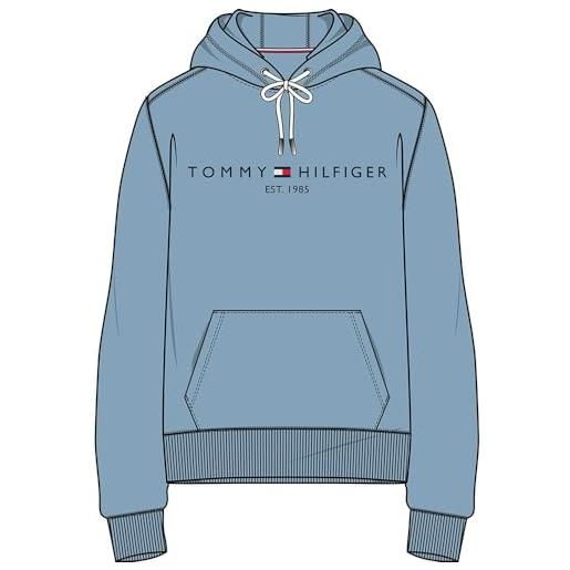 Tommy Hilfiger logo hoody felpa, sleepy blue, xxl uomo