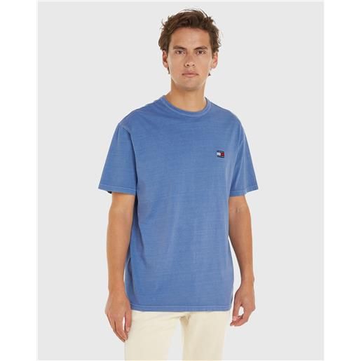 Tommy Hilfiger t-shirt regular washed con logo blu uomo