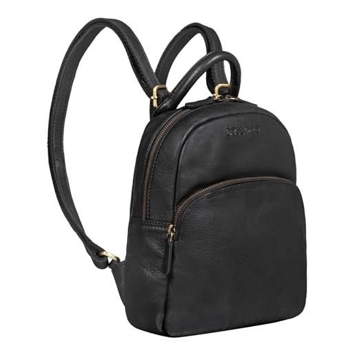 STILORD 'ruby' zaino da giorno donna pelle daypack vintage zainetto piccolo backpack casual pratico elegante zaini da viaggio in cuoio autentico, colore: nero