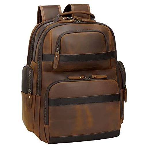 TIDING zaino da uomo in pelle per 15.6 zaini portatili vintage daypacks borse da viaggio per gli uomini