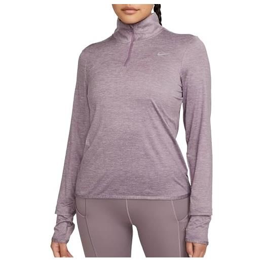 Nike fb4316-536 w nk swift elmnt df uv hz top maglia lunga donna violet dust/pewter/htr/reflective s taglia xs