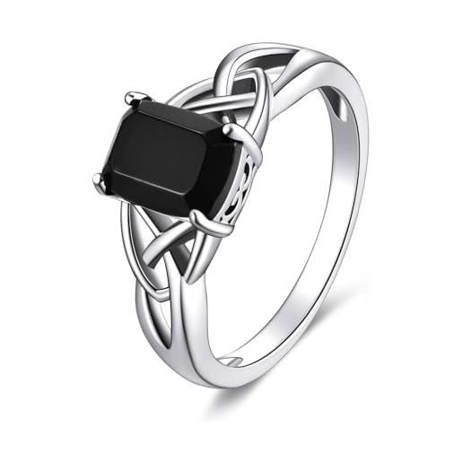 VONALA anello con nodo celtico, in argento sterling, con simbolo dell'infinito celtico, tormalina nera, gioiello celtico, regalo per donne, adolescenti, ragazze, taglia 7, 7, pietra preziosa, 