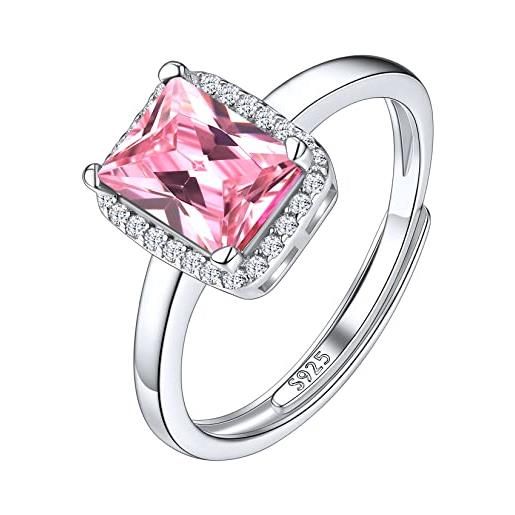Suplight anello donna argento 925 regolabile pietra quadrata anello argento donna regolabile opale anello solitario ottobre con confezione regalo