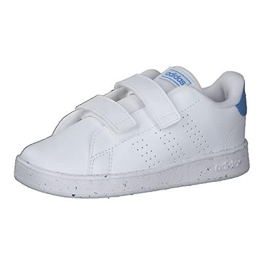 Adidas advantage cf i, sneaker unisex-bambini, ftwr white/blue rush/core black, 24 eu