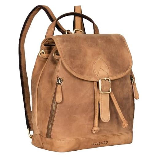STILORD 'allison' zaino elegante donna pelle daypack vintage backpack zainetto borsa a tracolla pratico elegante borsa da viaggio zaino da lavoro in cuoio autentico, colore: dijon - marrone