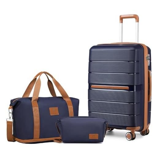 British Traveller set di valigie rigide 5 pezzi trolley +borse da viaggio polipropilene leggero con tsa lucchetto, marina militare