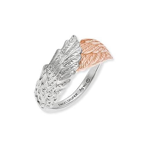 Engelsrufer anello da donna con simbolo di ali in argento sterling bicolore in argento e oro rosa, misura regolabile, senza nichel, argento, nessuna pietra preziosa