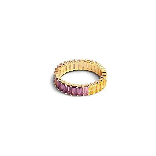SINGULARU - anello sia colors - anello in argento 925 con finitura placcata oro 18 kt. E zirconi colorati - gioielli per donna - varie misure - taglia 16