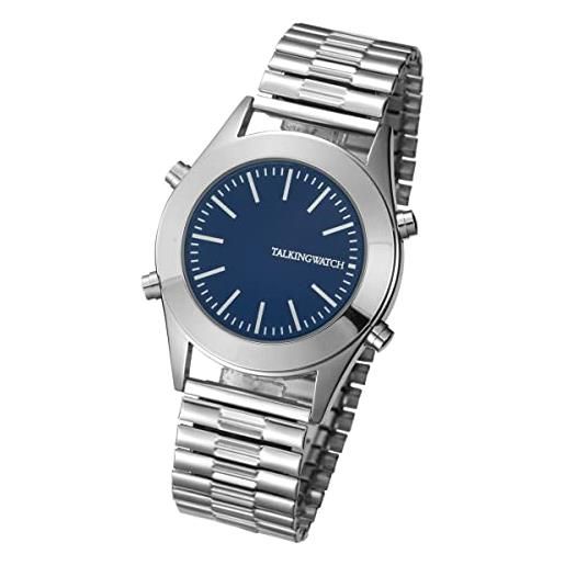 VSONE orologio parlante in spagnolo per invidenti o persone maggiori blu quadrante, braccialetto estensibile, viy-bluts-026a