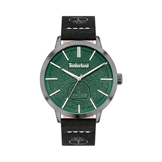 Timberland greycourt tdwga2090702 - orologio da uomo con quadrante verde scuro e cinturino in pelle nera, diametro 44 mm in scatola per orologi di marca