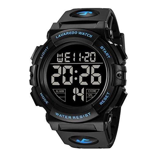 A ALPS orologi, orologio digitale da uomo, cronografo sportivo impermeabile da esterno 50m per uomo con retroilluminazione a led e verde allarme