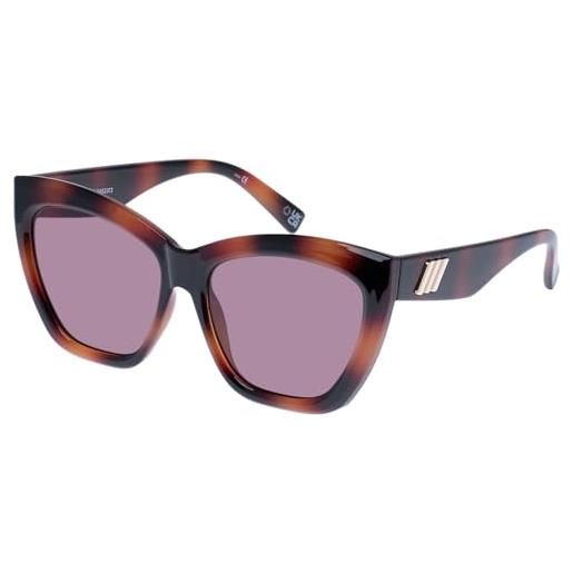Le Specs occhiali da sole vamos donna uomo cat-eye forma montatura con protezione uv, smokey brown mono/tort