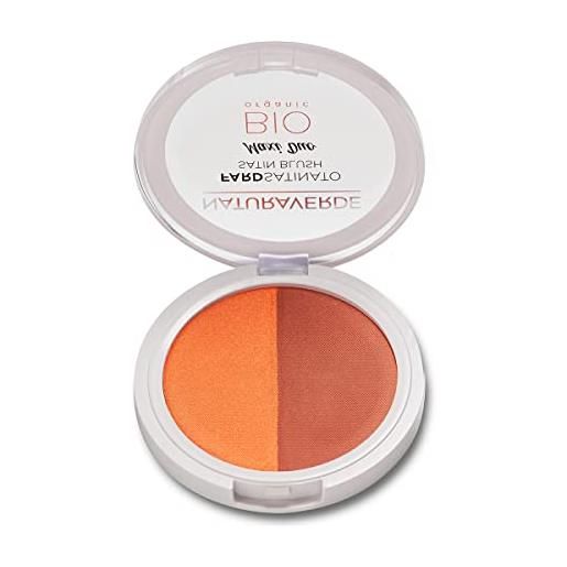 Naturaverde | bio make up - fard satinato maxi duo, blush make up in polvere, fard illuminante viso make up, contouring viso, fard make up, trucchi donna, 10gr, n°02