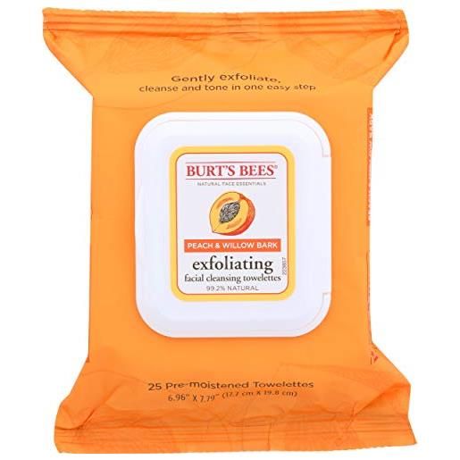 Burt's bees - salviettine detergenti per la pelle sensibile del viso, 25 pezzi