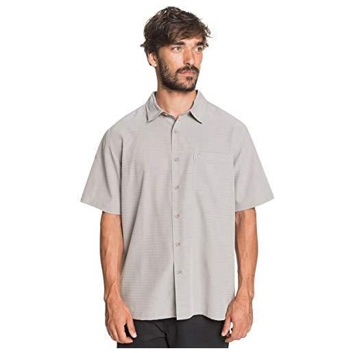 Quiksilver centinela-camicia con colletto e tasca con 4 bottoni button-down, centinella grigio flint, s uomo