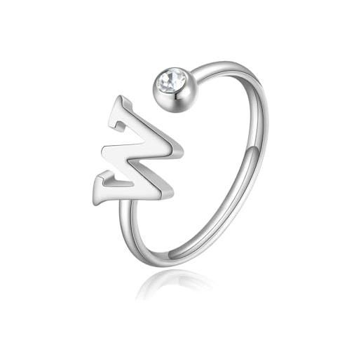 S'AGAPÕ anello da donna di s'agapò della collezione click. Anello realizzato in acciaio con cristallo bianco lettera w. Anello aperto. La referenza è sck193