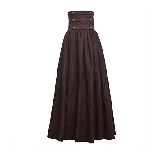 BLESSUME vittoriano steampunk gonna donna gothic lunga skirt (marrone, 2xl)