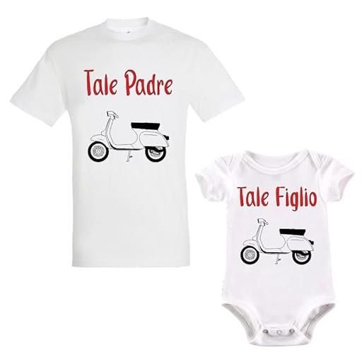 La Ruotante coppia t-shirt e body neonato maniche corte tale padre figlio adatto per vespa special elaborata coordinato - body 0-6 mesi, xxs