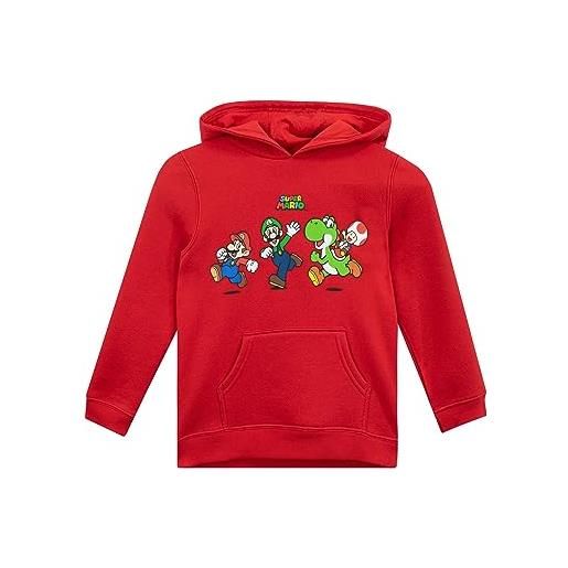 Super Mario Bros. super mario felpa felpa per bambini luigi, yoshi, toad | gaming felpa ragazzo con cappuccio | rosso 9-10 anni