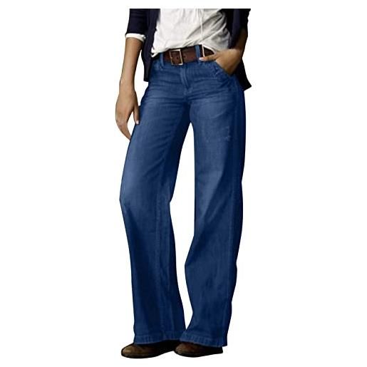 Briskorry jeans vintage da donna baggy a vita bassa, pantaloni cargo dritti a gamba larga in denim y2k aesthetic retro steampunk jeans anni '90 streetwear, blu scuro, m