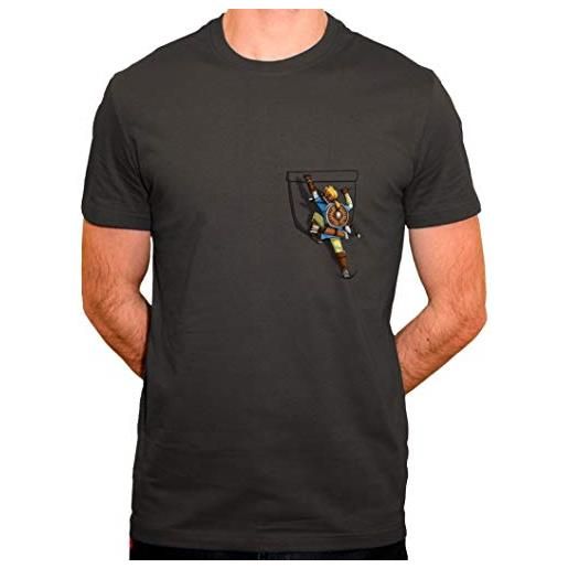 Sergent Tobogo tee shirt link pochette legend of zelda - maglietta da uomo, colore: grigio grigio m