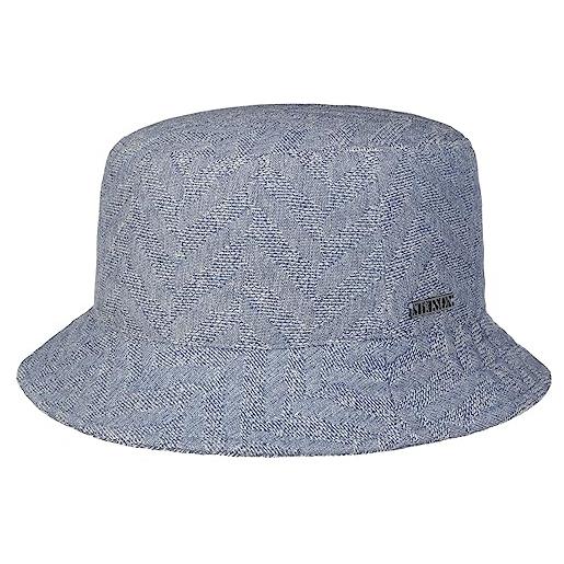 Stetson cappello herringbone cotton bucket donna/uomo - made in the eu da sole estivo cotone primavera/estate - s (54-55 cm) blu