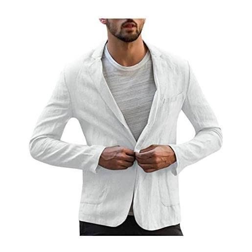 Dawwoti giacca di lino da uomo, un bottone a blazer autunnale leggero, giacca blazer per uomini