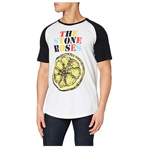Rockoff Trade stone roses lemon multicolour raglan t-shirt, bianco (white white), medium uomo