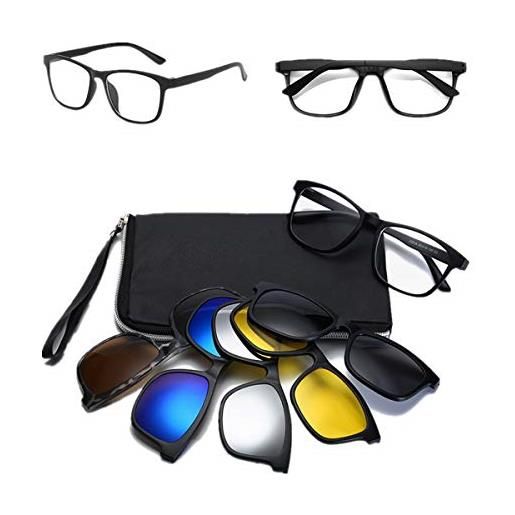 Gshy - occhiali da sole polarizzati con clip magnetica, montatura in plastica, per guida notturna, uso quotidiano, 5 pezzi