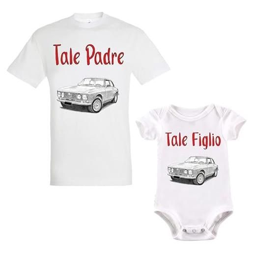 La Ruotante coppia t-shirt e body neonato maniche corte tale padre figlio auto alfa gt coordinato - body 6-12 mesi, xl