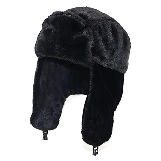Wygwlg cappello invernale per uomo e donna, cappello in pelliccia sintetica per ciclismo all'aperto, con paraorecchie antivento cappello con paraorecchie (color: black, size: 500g)