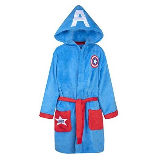 Marvel vestaglia ufficiale captain america kids | età 3-11 | vestaglia per bambini supereroi extra morbida | vestaglia 3d a maniche lunghe caratteristiche accappatoio
