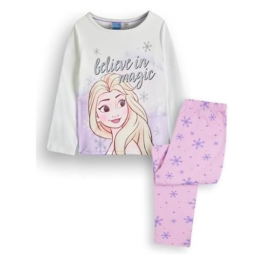 Disney frozen elsa ragazze pigiama | top a maniche lunghe bianco princess per bambini e pigiama grafico rosa a gamba lunga | regalo di merchandising cinematografico