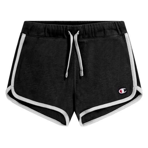 Champion legacy icons g - contrast logo soft cotton 1x1 rib pantaloncini, nero/bianco, 7-8 anni bambine e ragazze ss24