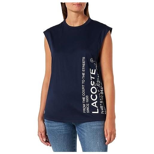 Lacoste tf9182, maglietta e turtle neck shirt donna, blu navy, 34