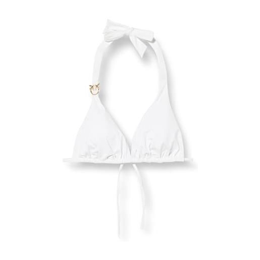 Pinko abbondanza top bikini tecno jersey con anella uccellini parte superiore, z04_bianco brill, s donna
