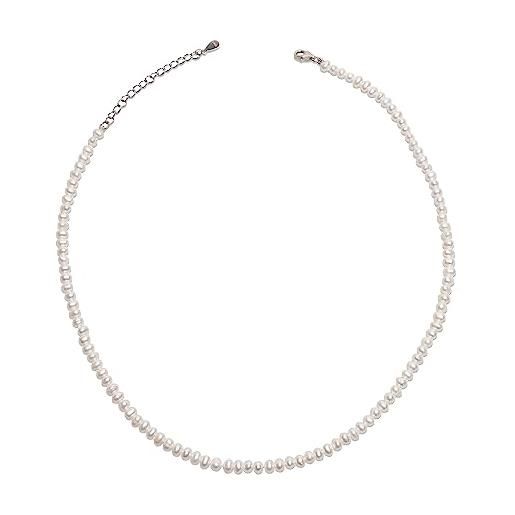 Secret & You collana di perle coltivate d'acqua dolce da donna lunga 45 cm perle di tipo di riso 3-3,5 mm - girocollo