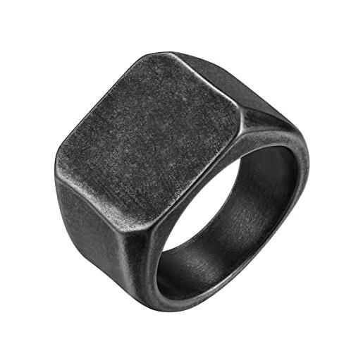 FindChic anello con sigillo da uomo anello uomo acciaio inossidabile, anello quadrato, regalo di ricordo per uomo, talgia 25, anello uomo grigio anello vintage chavalier