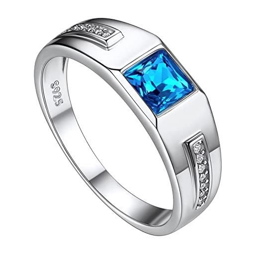 Suplight anello uomo argento 925 con zirconia blu anello unisex anello argento con zirconia anello donna con pietra blu. Anello da uomo fede nuziale confezione regalo