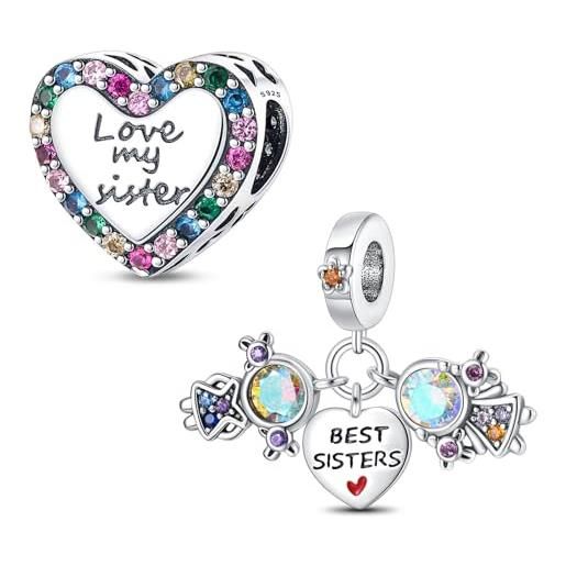 LNQOBU love mom charm bead ciondolo donna argento sterling 925 fascino per bracciali e collane regali per donne（fornito con una perlina）