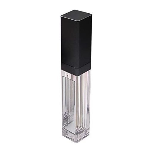 JAYIOLA 7ml tubi vuoti per lucidalabbra contenitore per labbra flacone per smalto labiale con specchio e luce a led, trasparente + nero