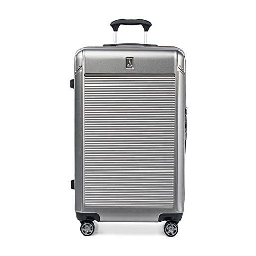 Travelpro platinum elite bagaglio da stiva espandibile con lato rigido, 8 ruote girevoli, lucchetto tsa, valigia rigida in policarbonato, sabbia metallizzata, grande a quadri 72 cm