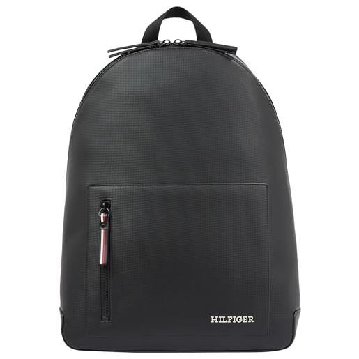 Tommy Hilfiger zaino uomo pique backpack bagaglio a mano, nero (black), taglia unica