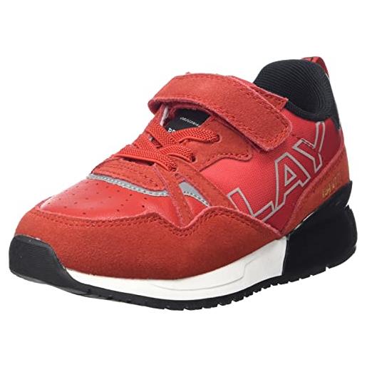 Replay shoot jr-elastic-sneaker da ragazzo, scarpe da ginnastica, 178 nero rosso, 37 eu