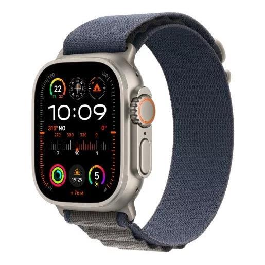 Apple smartwatch Apple watch ultra 2 gps + cellular 49mm cassa in titanio con cinturino alpine loop m blu [mrep3fda]