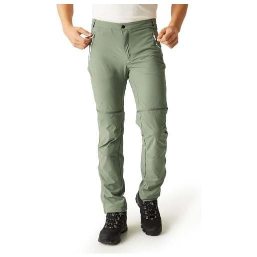 Regatta pantaloni da trekking da uomo con zip, verde agave, 42w
