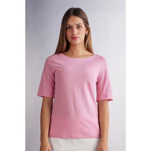 Intimissimi maglia manica corta scollo a barchetta in cotone supima® ultrafresh rosa