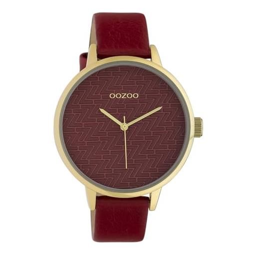 Oozoo orologio da donna con cinturino in pelle e quadrante Oozoo art 43 mm rosso/rosso c10247, oro-rosso, cinghia