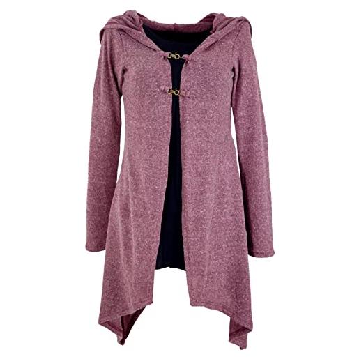 GURU SHOP guru-shop, cardigan lungo, cappotto in maglia con cappuccio largo, rosa antico, cotone, dimensione indumenti: s/m (36), cardigan e poncho